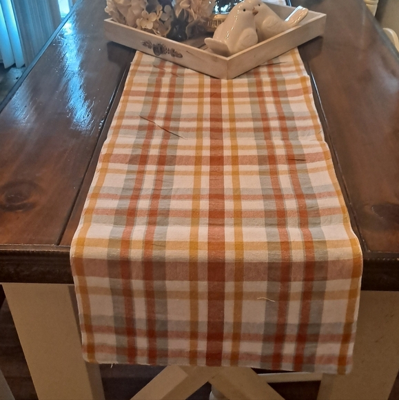 🍽🟤🟠⚪️Multi-Color Table Runner With Plaid Design - Picture 1 of 5